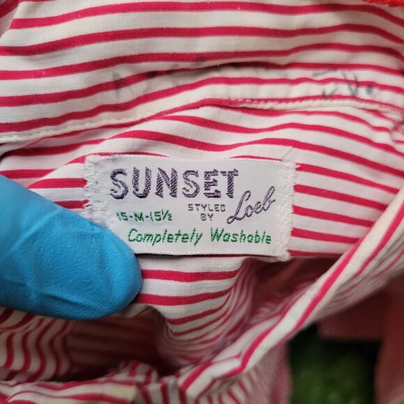 VTG 60s Candy Stripe Shirt Mens M 15.5 Ivy League Mod Button Down - Picture 11 of 11